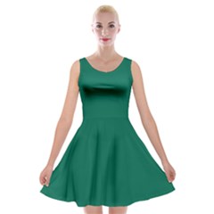 Bottle Green	 - 	velvet Skater Dress by ColorfulDresses