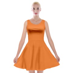 Popsicle Orange	 - 	velvet Skater Dress by ColorfulDresses