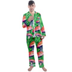 A Forest Fantasy Men s Long Sleeve Satin Pajamas Set by GardenOfOphir