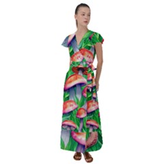 A Forest Fantasy Flutter Sleeve Maxi Dress by GardenOfOphir