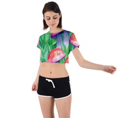 A Forest Fantasy Tie Back Short Sleeve Crop Tee by GardenOfOphir