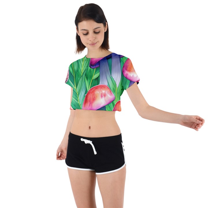 A Forest Fantasy Tie Back Short Sleeve Crop Tee