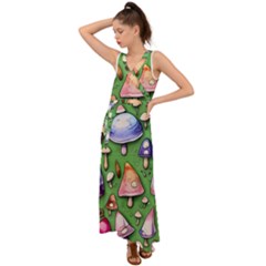 A Forest Core Farm Tale V-neck Chiffon Maxi Dress by GardenOfOphir