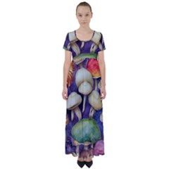 A Fantasy High Waist Short Sleeve Maxi Dress by GardenOfOphir