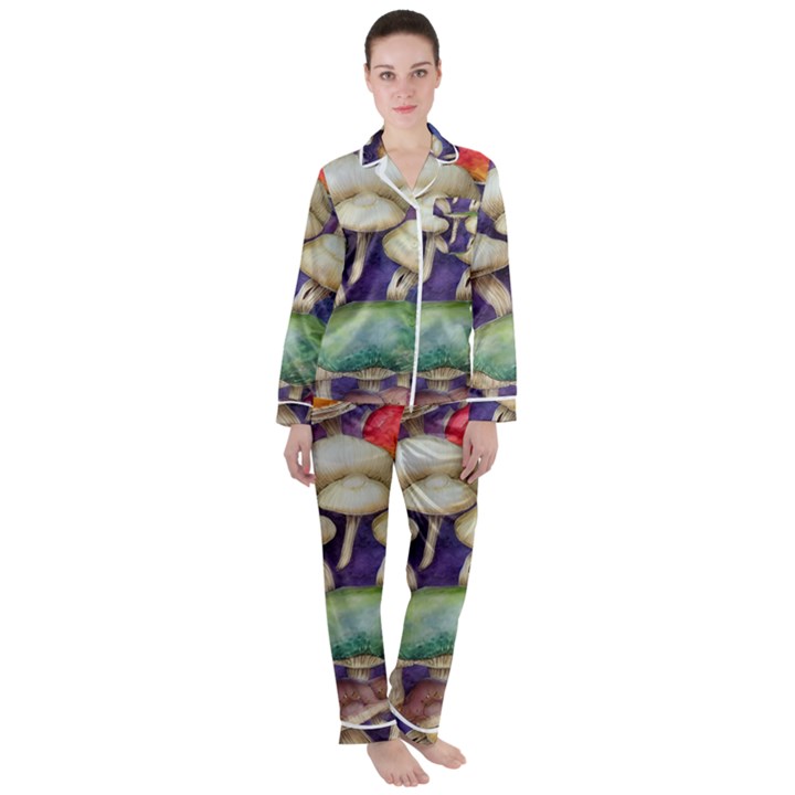 A Fantasy Women s Long Sleeve Satin Pajamas Set	