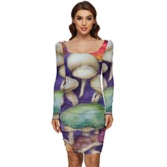 A Fantasy Women Long Sleeve Ruched Stretch Jersey Dress by GardenOfOphir