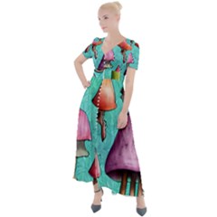 A Fantasy Button Up Short Sleeve Maxi Dress by GardenOfOphir