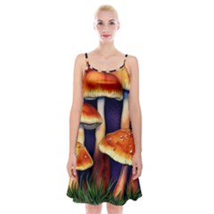 Nature s Woodsy Mushrooms Spaghetti Strap Velvet Dress by GardenOfOphir