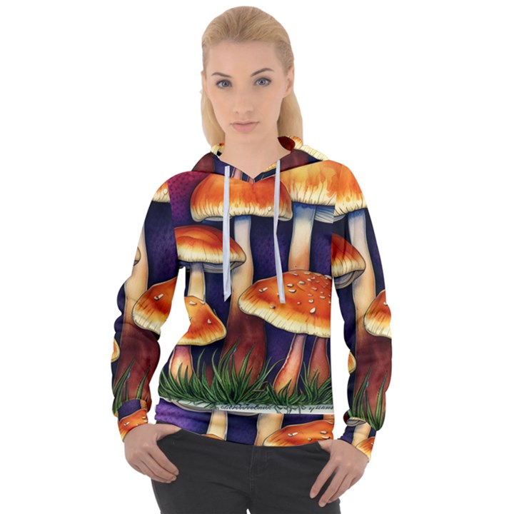 Nature s Woodsy Mushrooms Women s Overhead Hoodie