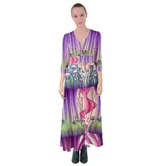 Foresty Mushrooms Button Up Maxi Dress by GardenOfOphir