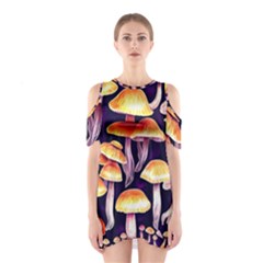 Forestcore Mushroom Shoulder Cutout One Piece Dress by GardenOfOphir