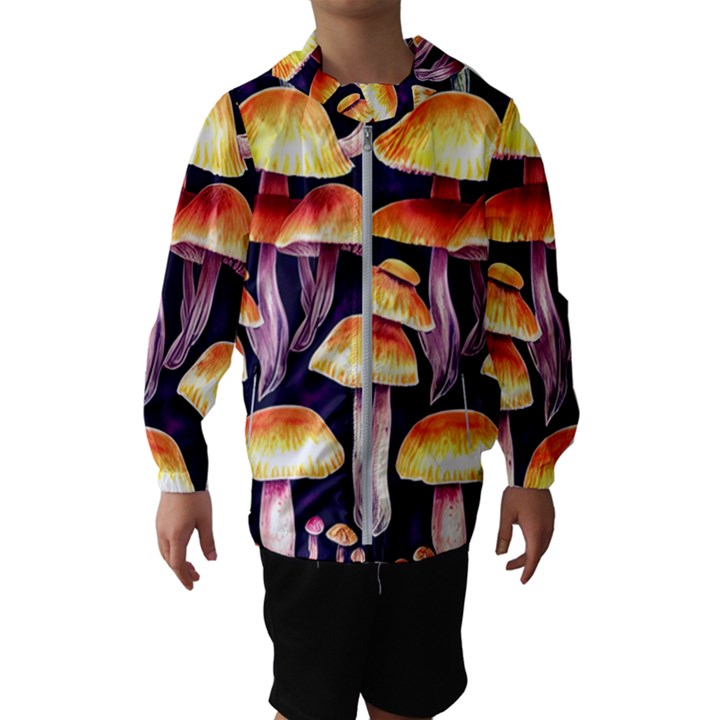 Forestcore Mushroom Kids  Hooded Windbreaker