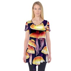 Forestcore Mushroom Short Sleeve Tunic  by GardenOfOphir