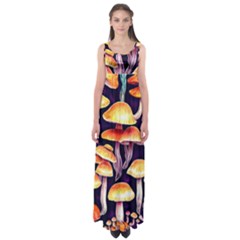 Forestcore Mushroom Empire Waist Maxi Dress by GardenOfOphir