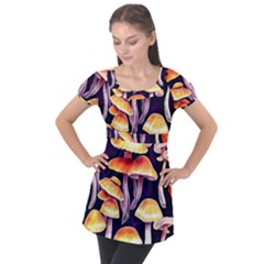 Forestcore Mushroom Puff Sleeve Tunic Top by GardenOfOphir