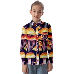 Forestcore Mushroom Kids  Long Sleeve Shirt by GardenOfOphir