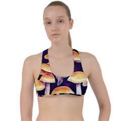 Forestcore Mushroom Criss Cross Racerback Sports Bra by GardenOfOphir