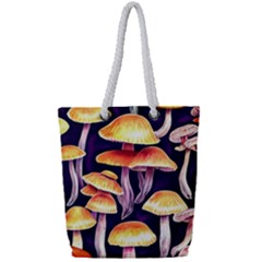 Forestcore Mushroom Full Print Rope Handle Tote (small) by GardenOfOphir