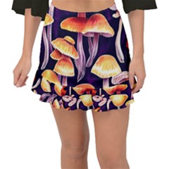 Forestcore Mushroom Fishtail Mini Chiffon Skirt by GardenOfOphir