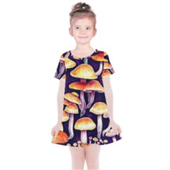 Forestcore Mushroom Kids  Simple Cotton Dress by GardenOfOphir