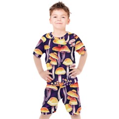 Forestcore Mushroom Kids  Tee And Shorts Set by GardenOfOphir