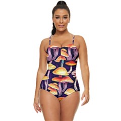 Forestcore Mushroom Retro Full Coverage Swimsuit by GardenOfOphir