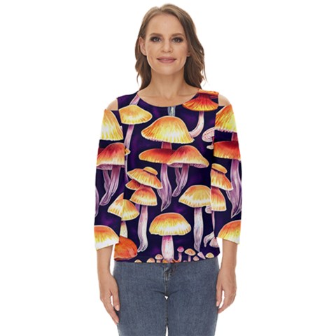 Forestcore Mushroom Cut Out Wide Sleeve Top by GardenOfOphir