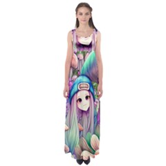 Fantasy Mushrooms Empire Waist Maxi Dress by GardenOfOphir