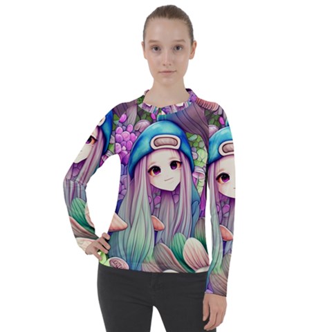 Fantasy Mushrooms Women s Pique Long Sleeve Tee by GardenOfOphir