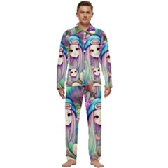 Fantasy Mushrooms Men s Long Sleeve Velvet Pocket Pajamas Set by GardenOfOphir