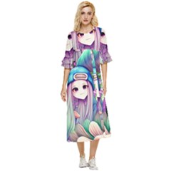 Fantasy Mushrooms Double Cuff Midi Dress by GardenOfOphir