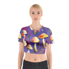 Farmcore Mushrooms Cotton Crop Top by GardenOfOphir