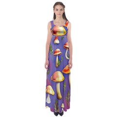 Farmcore Mushrooms Empire Waist Maxi Dress by GardenOfOphir