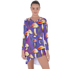 Farmcore Mushrooms Asymmetric Cut-out Shift Dress by GardenOfOphir