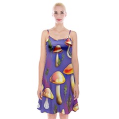 Farmcore Mushrooms Spaghetti Strap Velvet Dress by GardenOfOphir