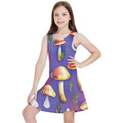 Farmcore Mushrooms Kids  Lightweight Sleeveless Dress by GardenOfOphir