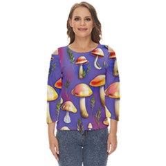 Farmcore Mushrooms Cut Out Wide Sleeve Top