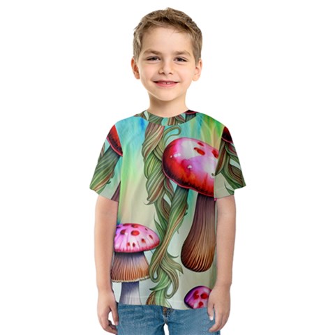 Warm Mushroom Forest Kids  Sport Mesh Tee by GardenOfOphir