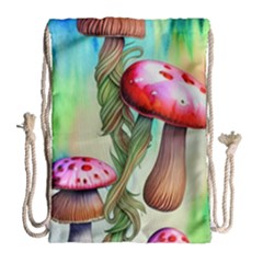 Warm Mushroom Forest Drawstring Bag (large) by GardenOfOphir