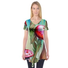 Warm Mushroom Forest Short Sleeve Tunic  by GardenOfOphir