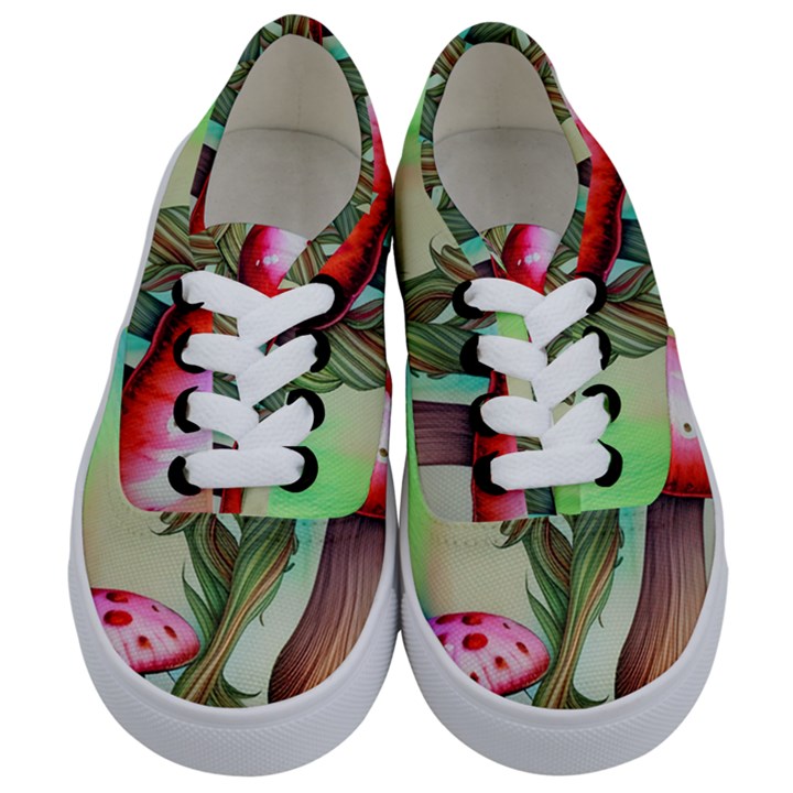 Warm Mushroom Forest Kids  Classic Low Top Sneakers