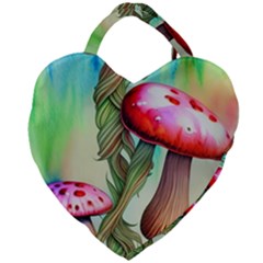 Warm Mushroom Forest Giant Heart Shaped Tote by GardenOfOphir