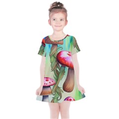 Warm Mushroom Forest Kids  Simple Cotton Dress by GardenOfOphir