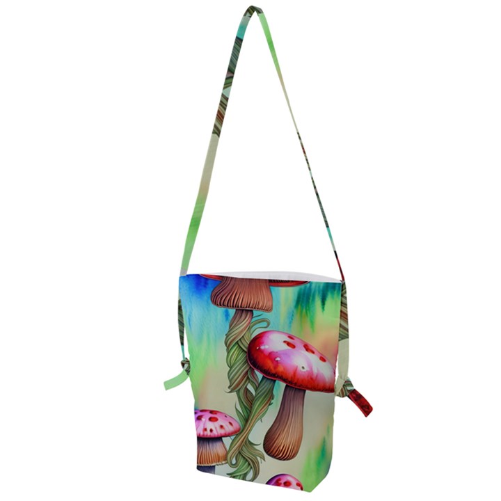 Warm Mushroom Forest Folding Shoulder Bag