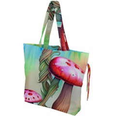 Warm Mushroom Forest Drawstring Tote Bag by GardenOfOphir