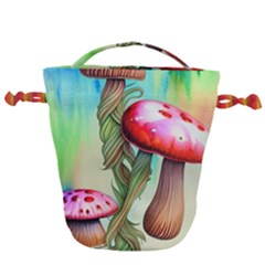 Warm Mushroom Forest Drawstring Bucket Bag by GardenOfOphir