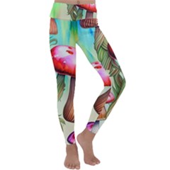 Warm Mushroom Forest Kids  Lightweight Velour Classic Yoga Leggings by GardenOfOphir