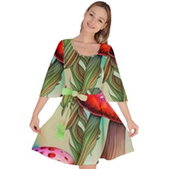 Warm Mushroom Forest Velour Kimono Dress by GardenOfOphir