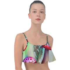 Warm Mushroom Forest Frill Bikini Top by GardenOfOphir