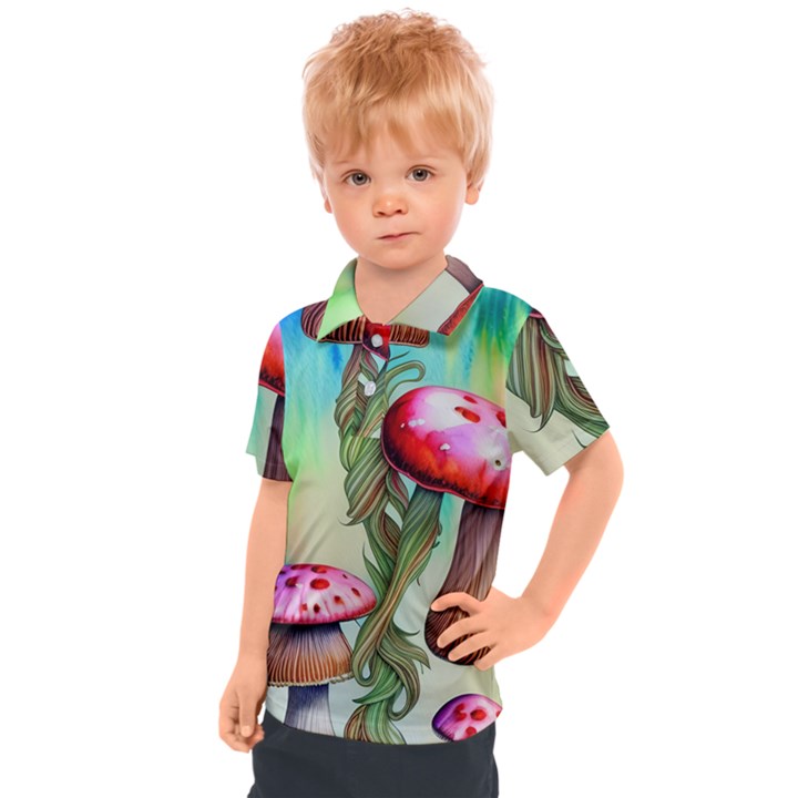 Warm Mushroom Forest Kids  Polo Tee